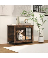 Dog Crate Furniture with Double Lockable Doors and Removable Pull-out Tray