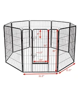 8 Metal Panel Heavy Duty Pet Playpen Dog Fence with Door