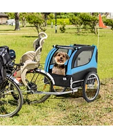 Dog Bike Trailer Foldable Pet Cart with 3 Entrances for Travel