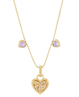 Amethyst (3/4 ct. t.w.) & Diamond Accent Triple Heart 18" Pendant Necklace 14k Gold-Plated Sterling Silver