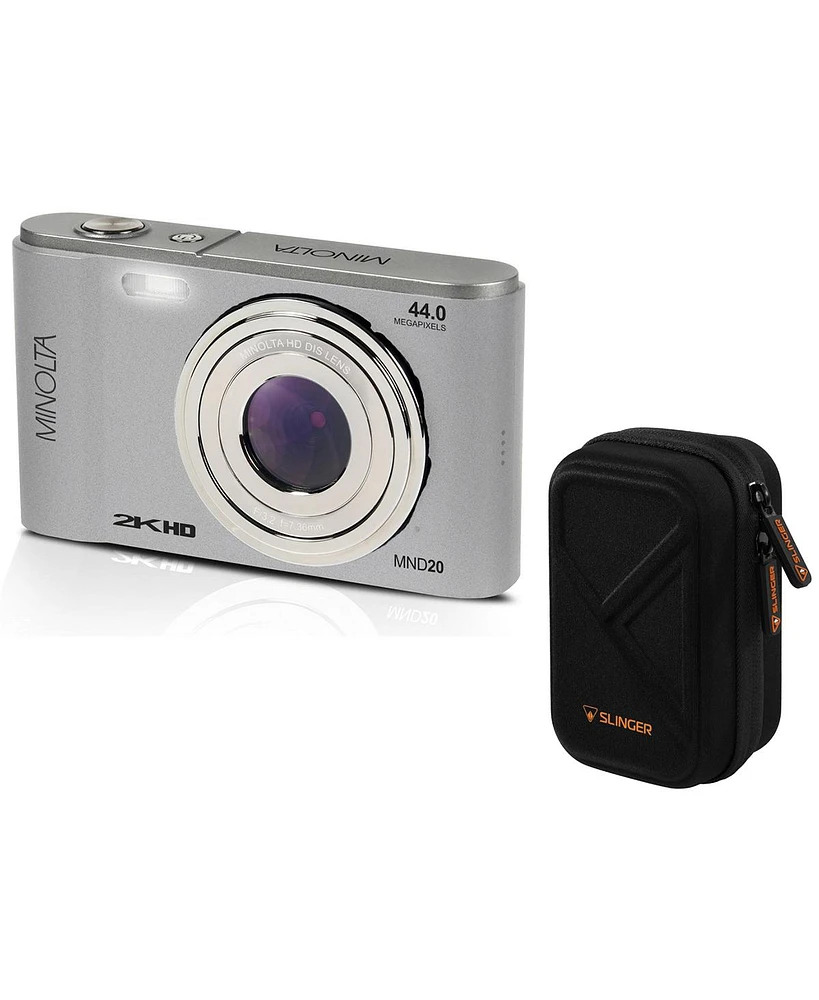 Minolta Minolta MND20 44 Mp 2.7K Ultra Hd Digital Camera (Silver) With Slinger Camera case