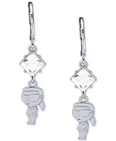 Karl Lagerfeld Paris Silver-Tone Crystal & Karl Double Drop Earrings
