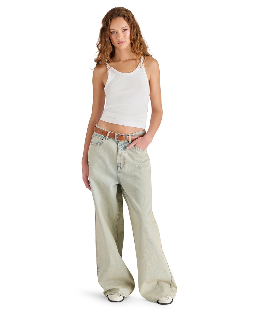 Steve Madden Women's The Mega High-Rise Baggy Cotton Jeans