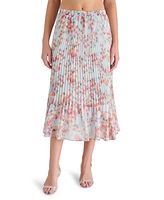 Steve Madden Women's Raina Printed Pleated Midi Skirt