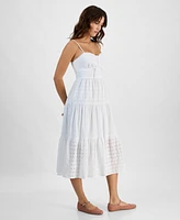 Self Esteem Juniors' Eyelet Lace-Up Midi Dress