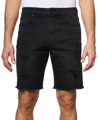 Lazer Men's Zack Slim-Fit Stretch Rip & Repair 9-1/2" Denim Shorts
