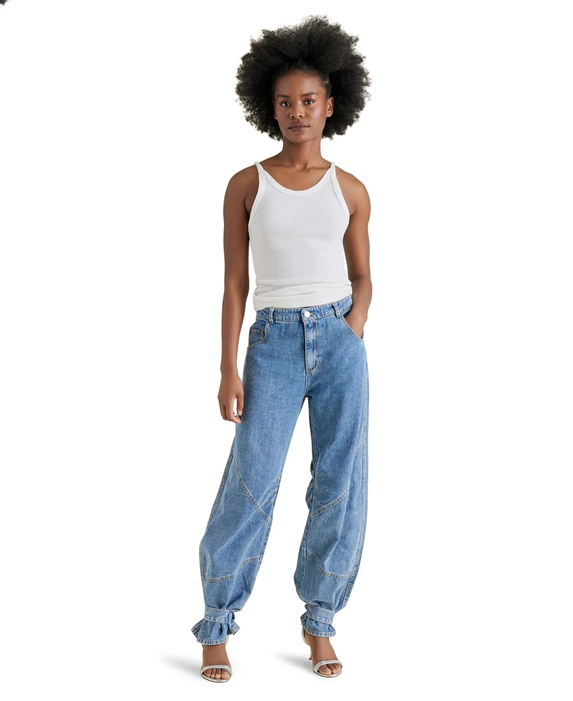 Steve Madden Women's Tre Cotton High-Rise Wide-Leg Jeans