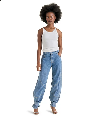 Steve Madden Women's Tre Cotton High-Rise Wide-Leg Jeans