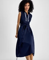 Tommy Hilfiger Women's Lace-Detail Cotton Shirt Dress