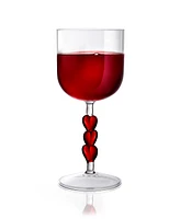 Qualia Glass Red Heart Stemmed Wine Glasses, Set of 2