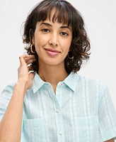 Nautica Jeans Women's Jasmin Jacquard Cotton Camp Shirt