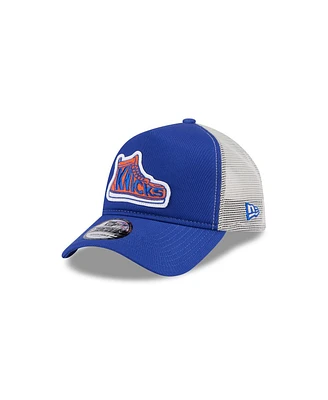 New Era Men's Blue New York Knicks Victory Grove Vintage Sneaker Trucker 9FORTY Adjustable Hat