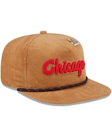 New Era Men's Tan Chicago Bulls Victory Grove Corduroy Sneaker Pin Golfer Adjustable Hat