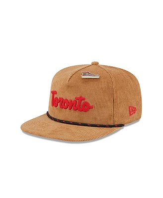 New Era Men's Tan Toronto Raptors Victory Grove Corduroy Sneaker Pin Golfer Adjustable Hat