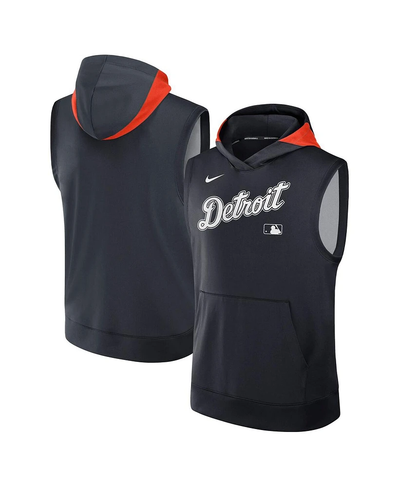 Nike Men's Navy Detroit Tigers Authentic Collection Performance Sleeveless Pullover Hoodie