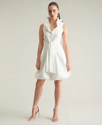 ivy + blu Women's Triple-Collar Tie-Front Sleeveless Dress