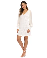 ivy + blu Women's Daisy Sequined Sheer-Sleeve Dress