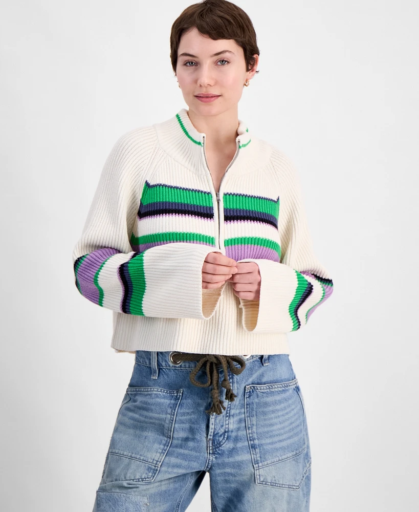 Free People Women's Greta Striped Half-Zip Sweater