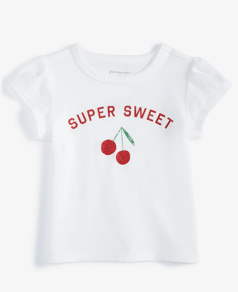 First Impressions Baby Girls Super Sweet Cherry Graphic T-Shirt, Exclusively at Macy's