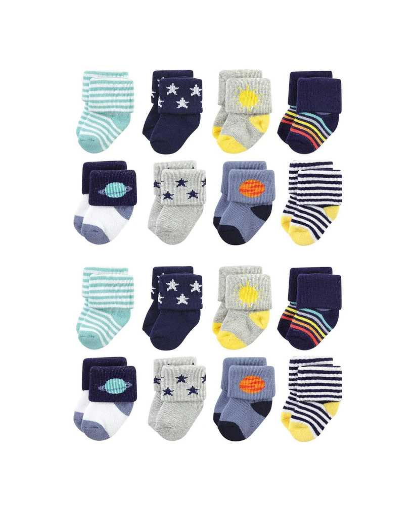 Hudson Baby Cotton Rich Terry Socks 16-Pack, Solar System, Months