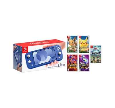 Nintendo Switch Lite Pokemon Bundle With Legends Arceus , Scarlet , Violet, Let's Go Pikachu