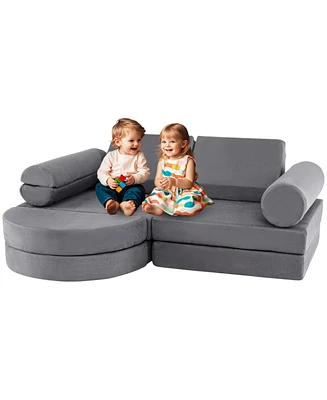 13-Piece Convertible Modular Kids Play Couch for Nursery, Playroom, and Bedroom Versatile Seating Toddlers
