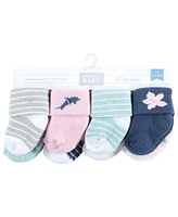 Hudson Baby Cotton Rich Terry Socks 16-Pack, Pink Dolphin, 0-6 Months