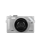 Minolta Minolta MND25 Digital Camera, 48 Mp Autofocus, 4K Ultra Hd Camera with Selfie Mirror & 32GB Sd Card, Silver, Bundle with Slinger Camera Bag