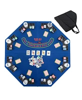 8-Player Foldable Poker Table Top with Carrying Bag and Cup Holders Compact Portable for Home Games