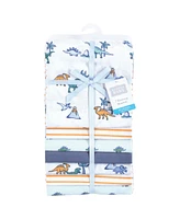 Hudson Baby Cotton Poly Flannel Receiving Blankets Bundle, Pastel Dino, One Size