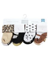 Hudson Baby Cotton Rich Terry Socks 16-Pack, Neutral Leopard, 0-6 Months