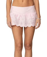 Edikted Womens Emory Eyelet Mini Skort