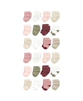 Hudson Baby Cotton Rich Terry Socks 24-Pack, Mauve Sage Dot, 0-6 Months