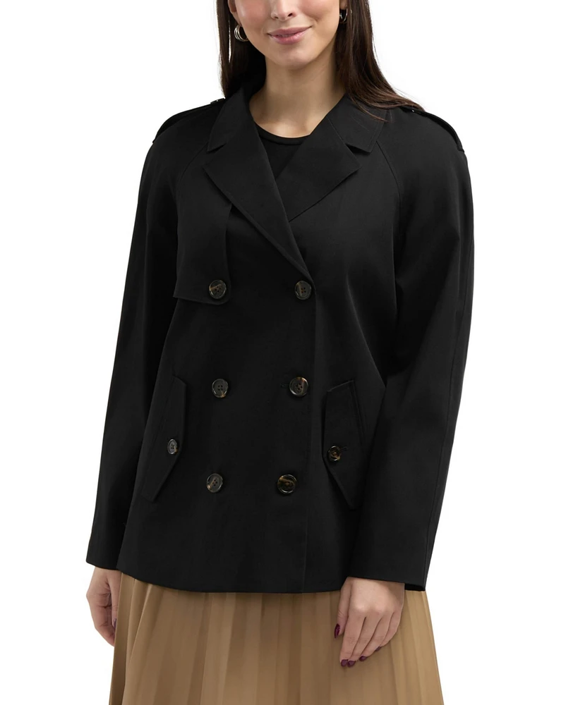 Ellen Tracy Women s Short Raglan Trench