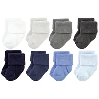 Hudson Baby Boys Cotton Rich Terry Socks 16pk, Solid Blue Gray
