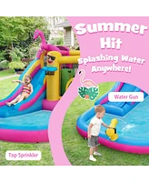 Inflatable Bounce Castle with Long Water Slide and 735W Blower