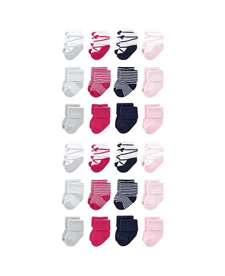 Luvable Friends Baby Boys Cotton Rich Terry Socks 24-Pack, Stripe Ballet, 6-12 Months