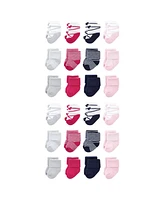 Luvable Friends Cotton Rich Baby Terry Socks 24-Pack, Stripe Ballet, 0-6 Months