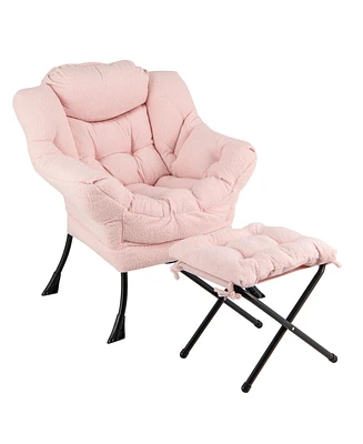Modern Accent Chair with Folding Footrest & Head Pillow Stylish & Comfortable Seating for Home