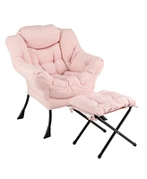 Modern Accent Chair with Folding Footrest & Head Pillow Stylish & Comfortable Seating for Home