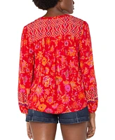 Liverpool Los Angeles Women's Long Sleeve Button Front Woven Blouse
