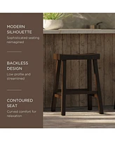 Maven Lane Vincent Wooden Rustic Aesthetic Kitchen Counter Stool, Set of 4