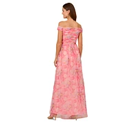 Adrianna Papell Women's Floral-Print Off-The-Shoulder Gown