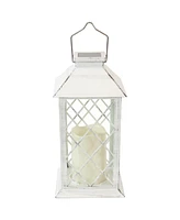 Concord 11-Inch Solar Led Decorative Candle Lantern -Tabletop/Hanging Light - White