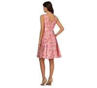Adrianna Papell Women's Floral Jacquard Fit & Flare Dress