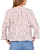 Vince Camuto Women's Printed Split-Neck 3/4-Sleeve Top