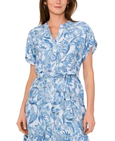 Vince Camuto Women's Printed Split-Neck Maxi Dress