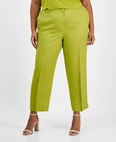 Kasper Plus Mid-Rise Cropped Side-Slit Trousers