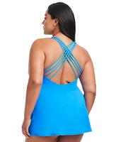 Bleu by Rod Beattie Plus Dont Mesh With Me Inset Swim Dress
