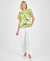Kasper Women's Printed Flutter-Sleeve Top, Regular & Petite
